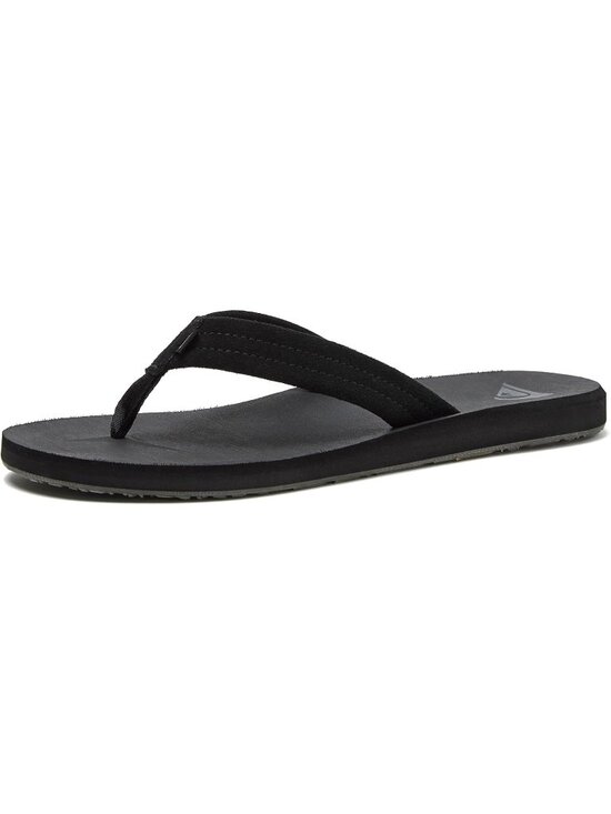Men\'s Dark Black Suede Flip Flops Arch Support Athletic Sandals Thong Casual